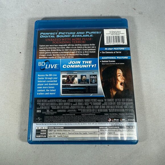 The Strangers Blu Ray Unrated Liv Tyler Scott Speedman Rogue Suspense Thriller - Picture 2 of 4